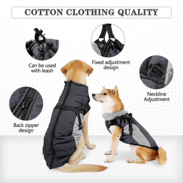 Dark Grey Dog Cotton Snow Jackets For Winter Vd75 (2)