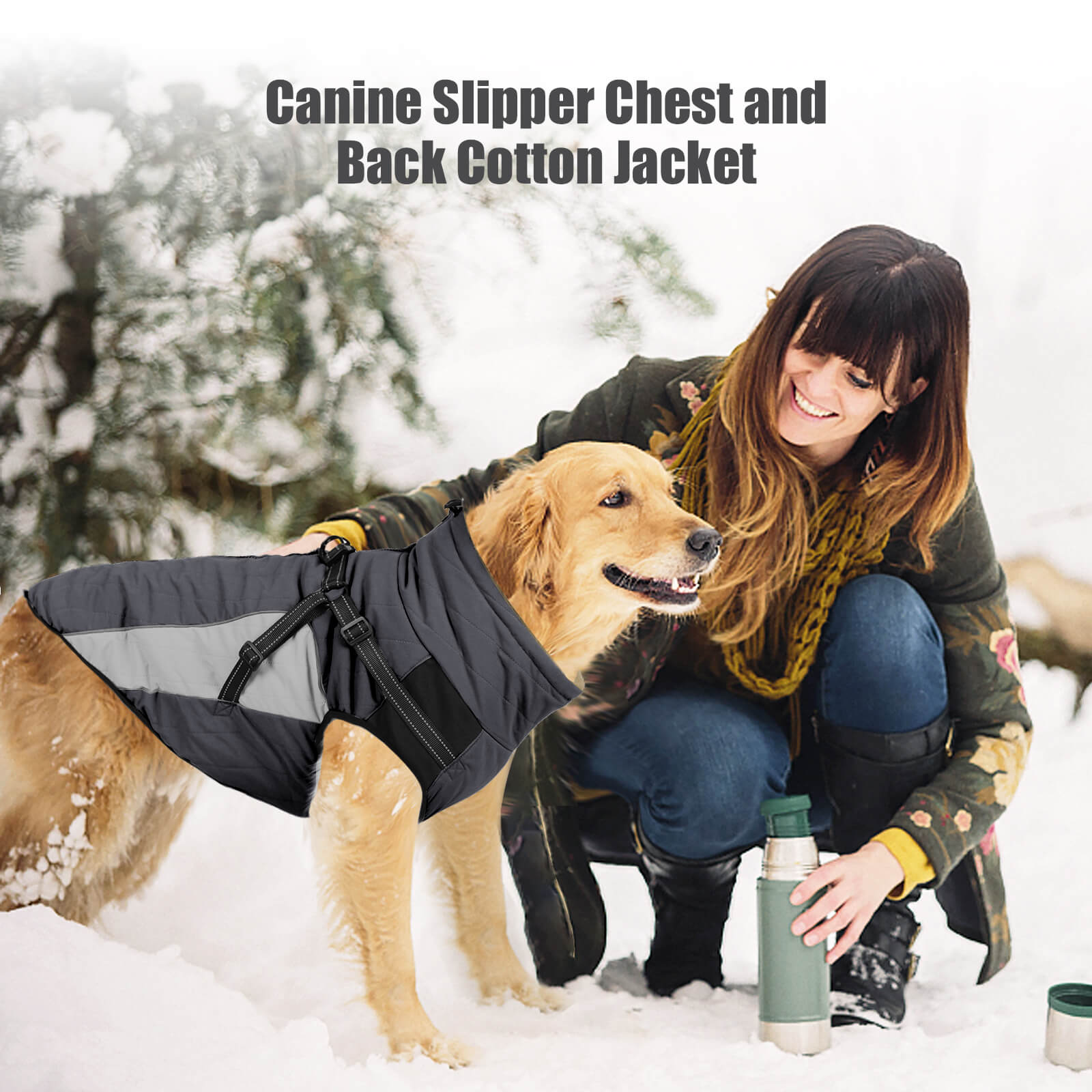 Dark Grey Dog Cotton Snow Jackets For Winter Vd75 (5)