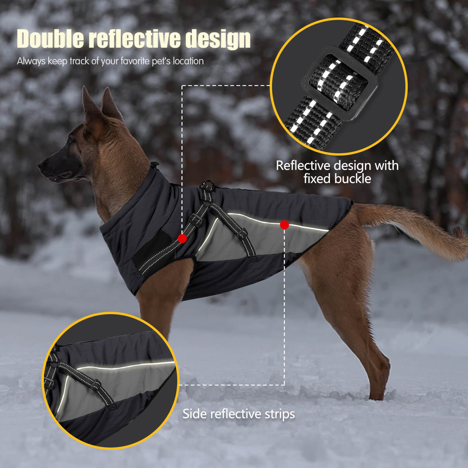 Dark Grey Dog Cotton Snow Jackets For Winter Vd75 (6)