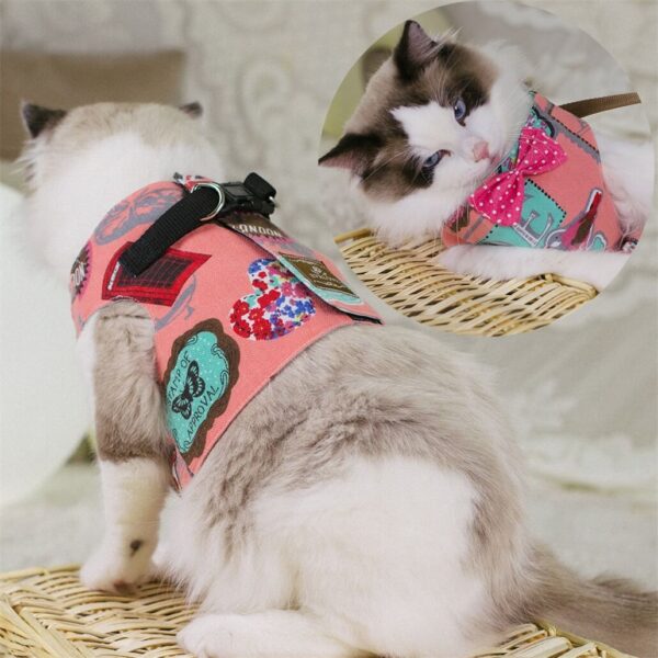 VC01 Cat Harness Set Patterned With Bow - Image 5