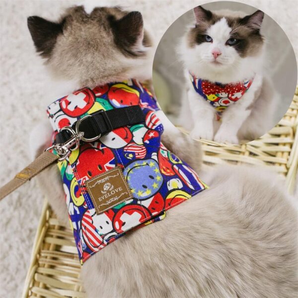 VC01 Cat Harness Set Patterned With Bow - Image 9