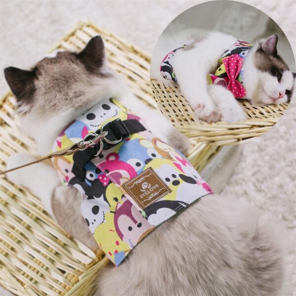 VC01 Cat Harness Set Patterned With Bow - Image 8