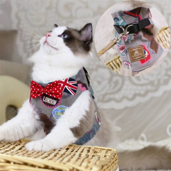 VC01 Cat Harness Set Patterned With Bow - Image 6