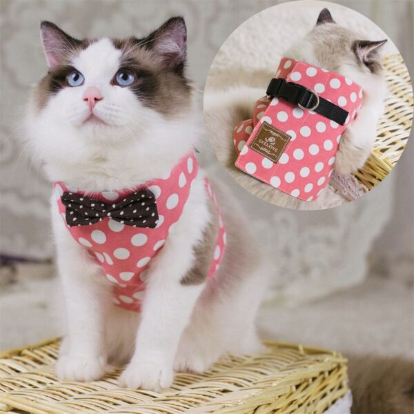 VC01 Cat Harness Set Patterned With Bow (6)