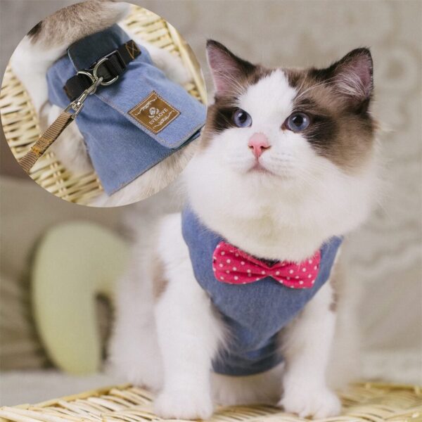 VC01 Cat Harness Set Patterned With Bow - Image 4