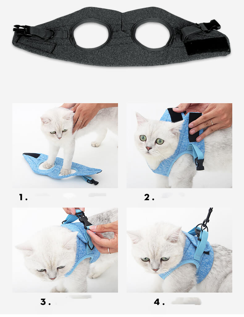 VC03 AIR PRO Cat Safety Set Harness Grey Blue (7)