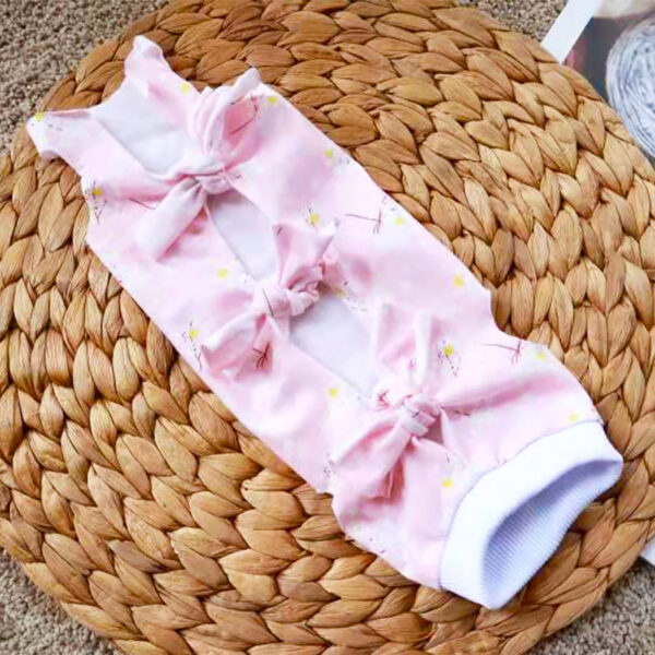 VC08 Recovery Suit for Cats Pink Blue with Ties (2)