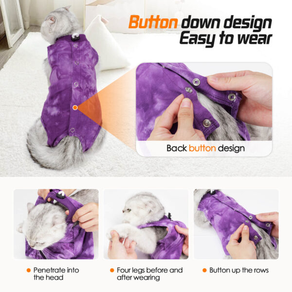 Vc40 Cat Surgery Recovery Suit Tie Dye Style Purple (3)