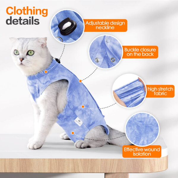 Vc40 Cat Surgical Recovery Suit Tie Dye Style Blue (2)