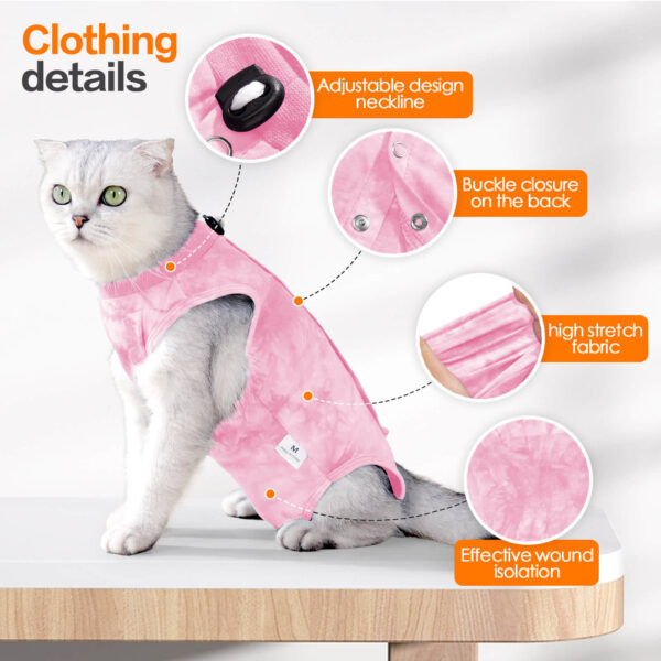 Vc40 Recovery Suit For Cats Tie Dye Style Pink (2)