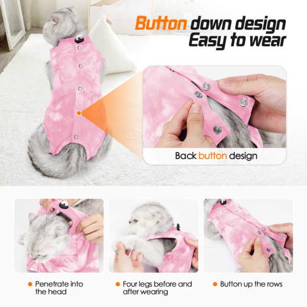Vc40 Recovery Suit For Cats Tie Dye Style Pink (3)