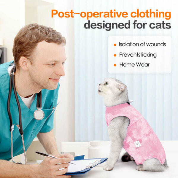 Vc40 Recovery Suit For Cats Tie Dye Style Pink (5)