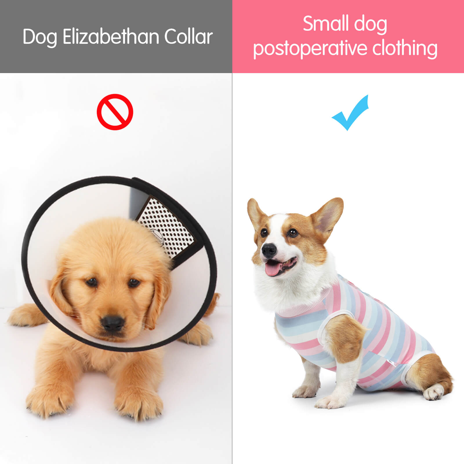 VD29 Small Dog Surgery Clothes Pupply Striped Pink (2)