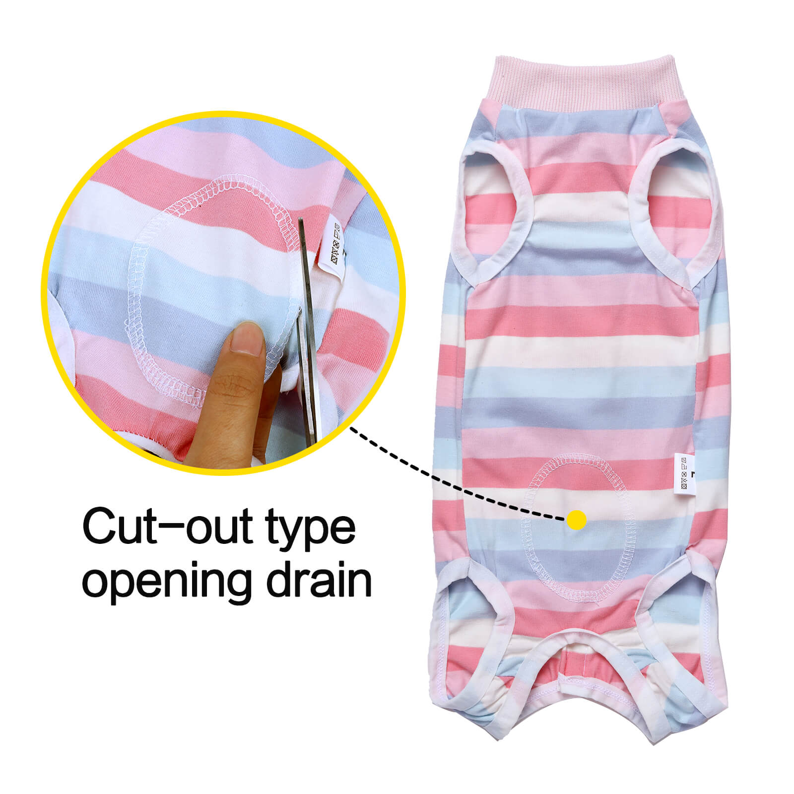 VD29 Small Dog Surgery Clothes Pupply Striped Pink (5)