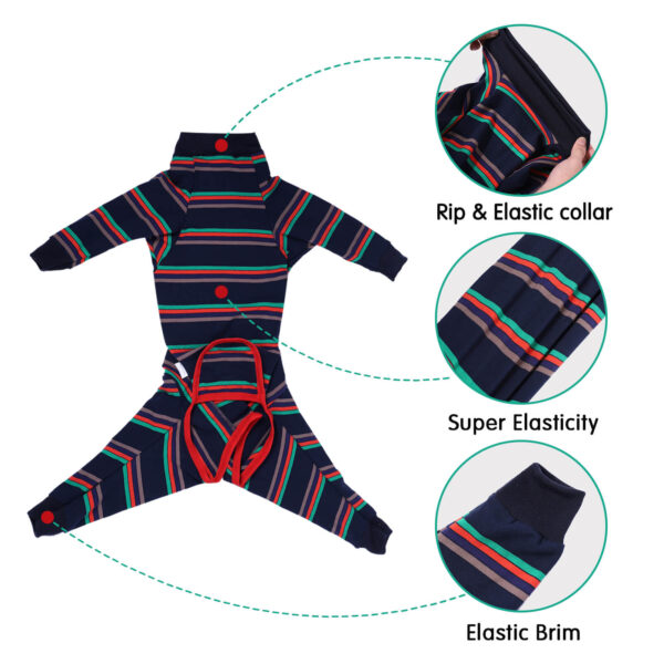 VD31 Four-legged Pajamas for Medium and Large Dogs Striped (3)