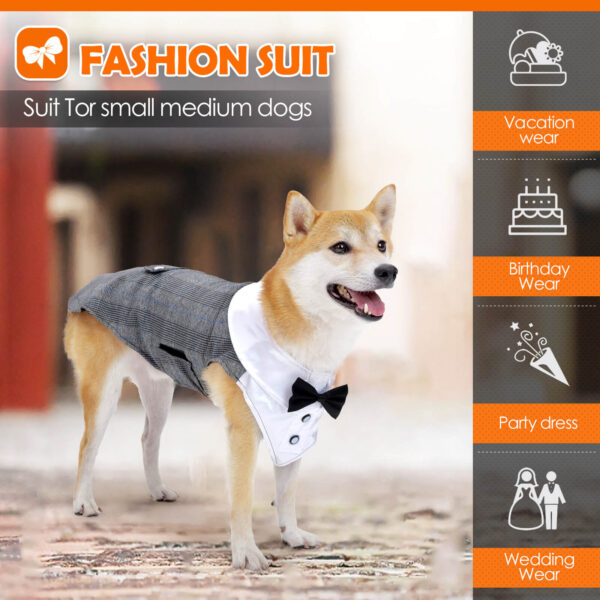Vd80 Bow Dress For Dogs Grey Plaid (3)