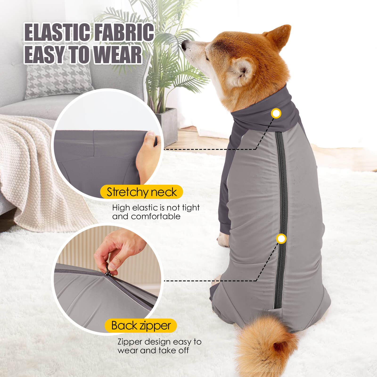 Vd85 Hair Proof Four Legged Clothing For Dogs Grey (5)
