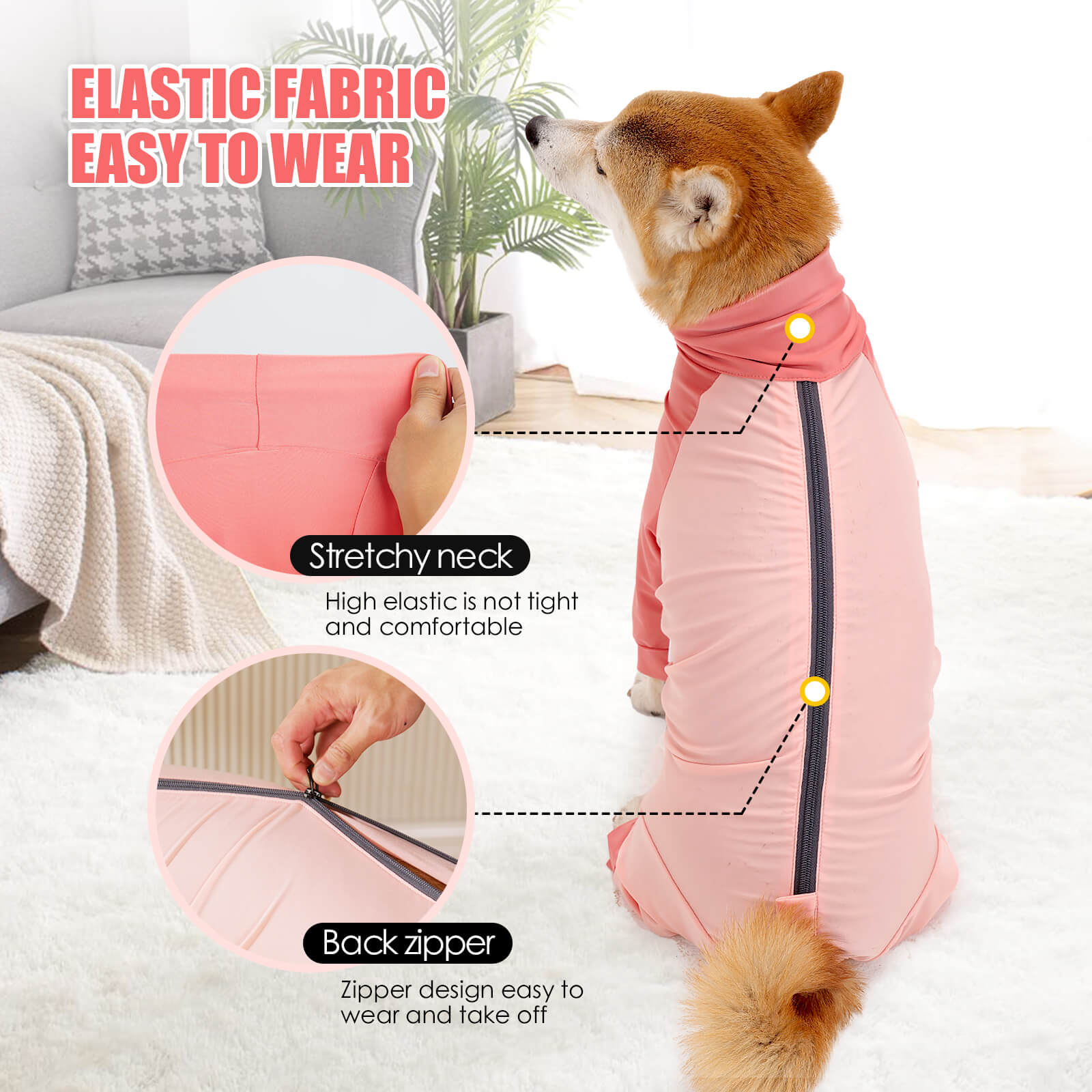 Vd85 Hair Proof Four Legged Clothing For Dogs Pink (5)