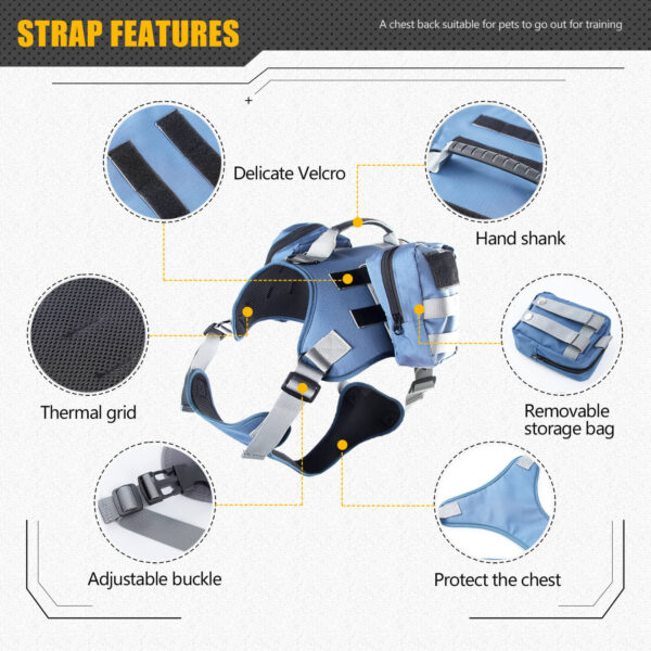 VD34 Dog Tactical Harness Set for Pet Safety Wholesale - Blue (2)