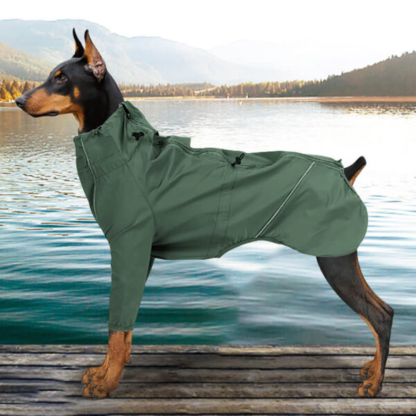 VD48 Dog Leg Jacket Orange Green Waterproof - Image 2