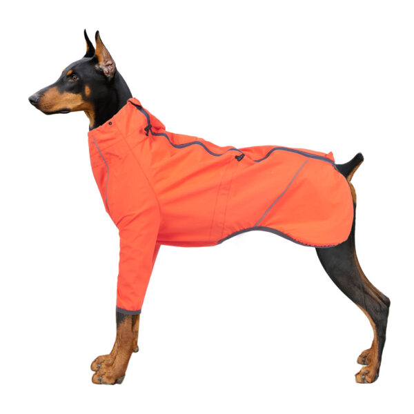 VD48 Dog Leg Jacket Orange Green Waterproof - Image 4
