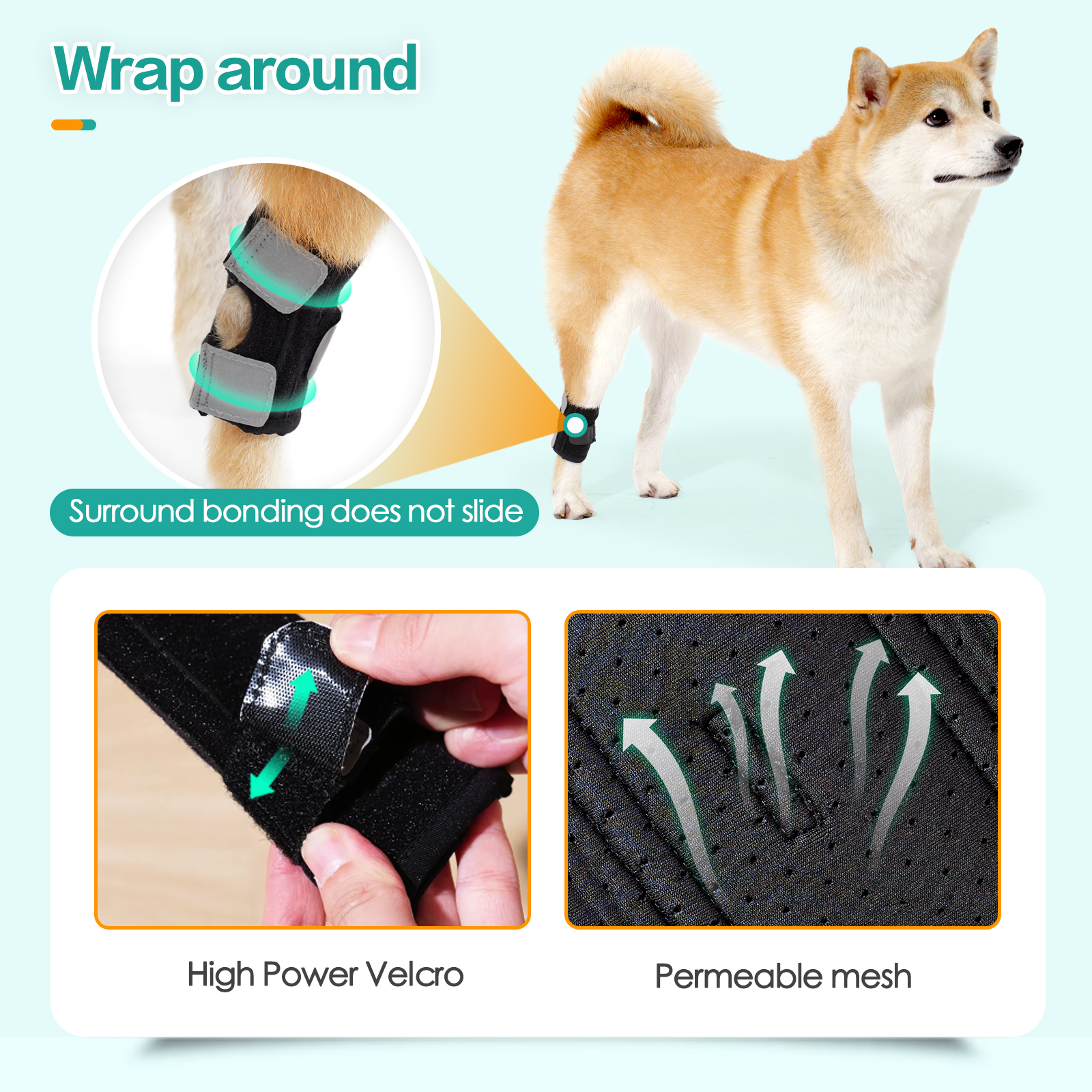 Canine hind leg knee pads with bionic support for joint protection and sports recovery