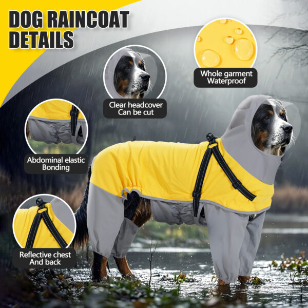 Vd110 Dog Raincoat – Full Front View With Reflective Chest Strip