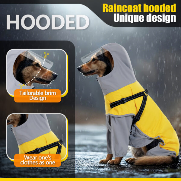 Vd110 Dog Raincoat – Full Front View With Reflective Chest Strip (2)