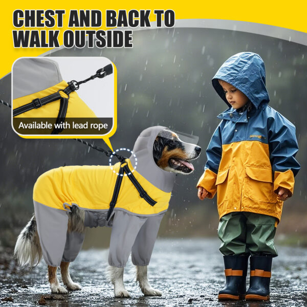 Vd110 Dog Raincoat – Full Front View With Reflective Chest Strip (3)