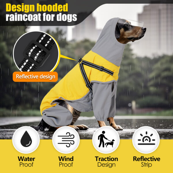Vd110 Dog Raincoat – Full Front View With Reflective Chest Strip (4)