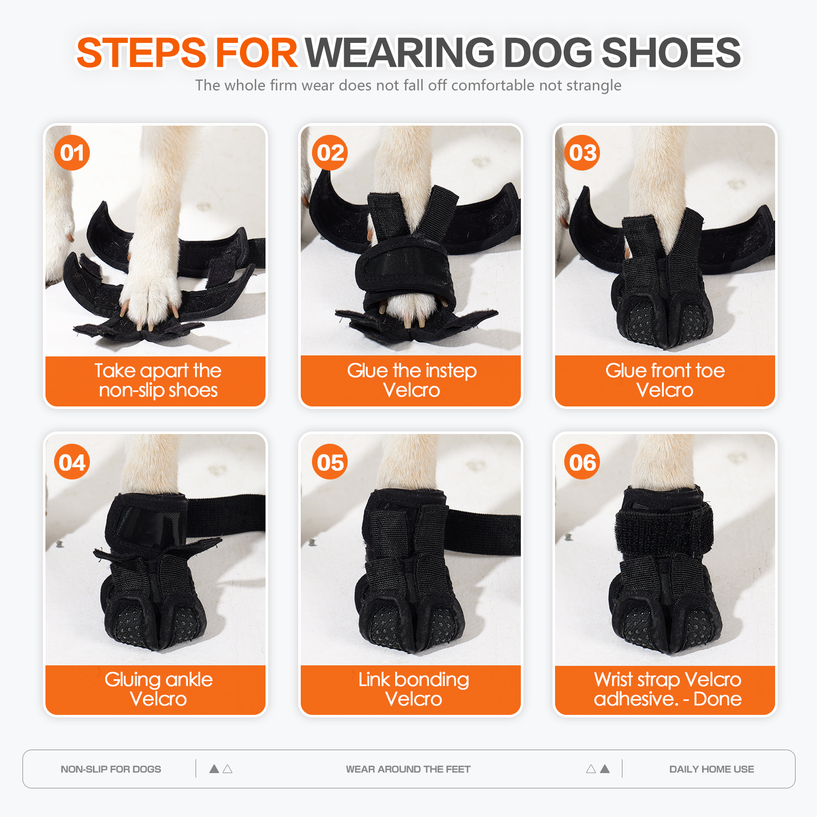 Adjustable anti-slip dog shoe covers for heat protection and wound licking prevention