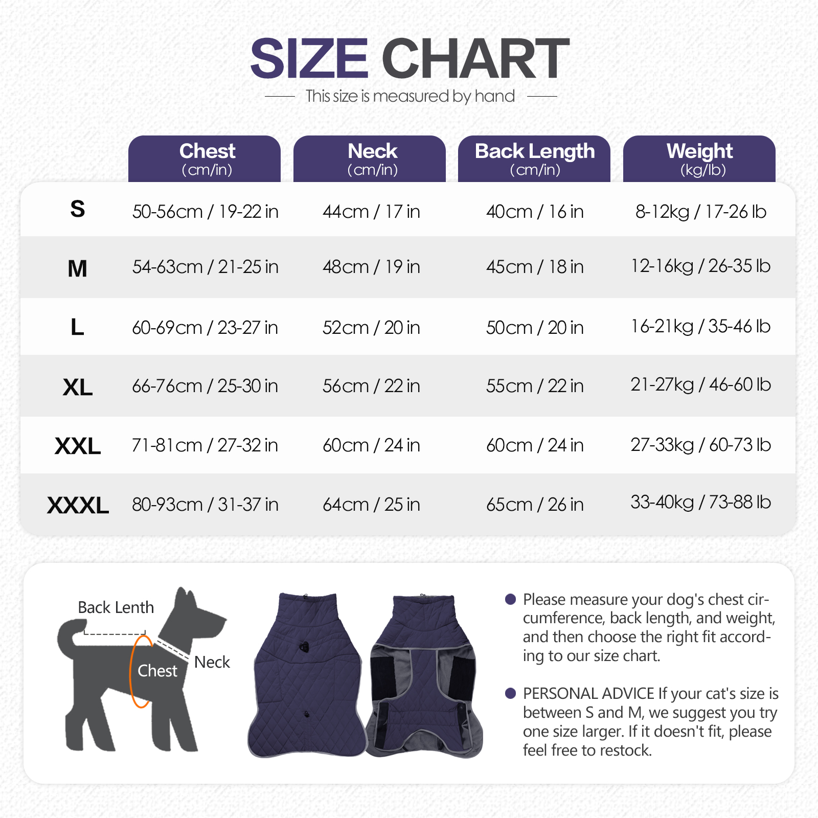 VD106 Navy Blue waterproof winter dog jacket with fleece lining and built-in leash buckle