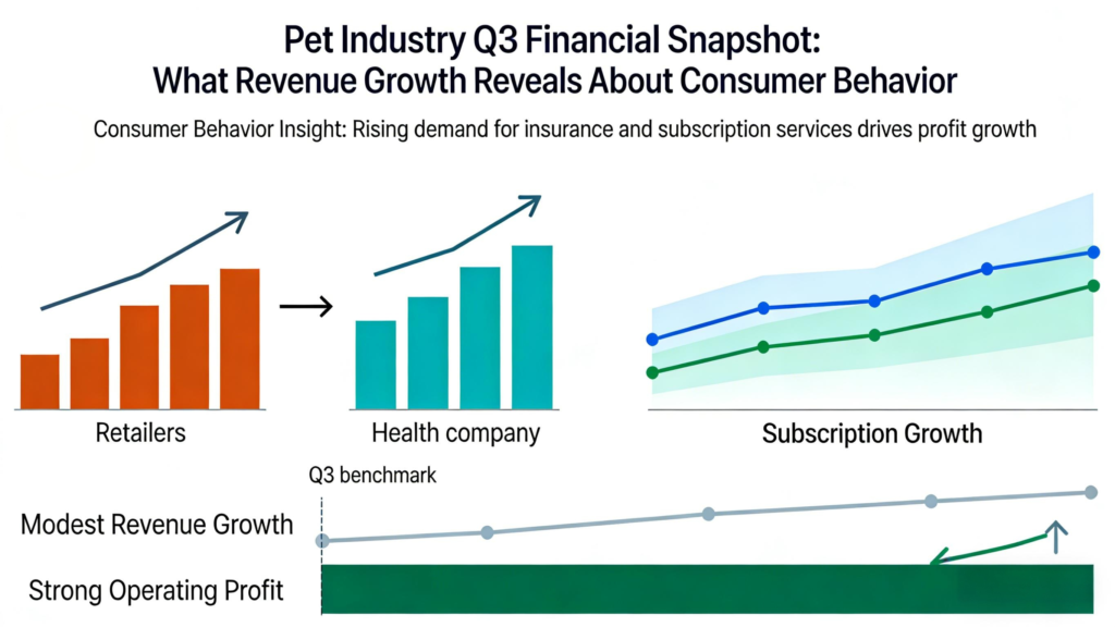Pet industry Q3 financial snapshot showing year-on-year revenue growth