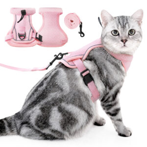 Vc50 External Anti Escape Pink Cat Harness With Neck Strap Product Display