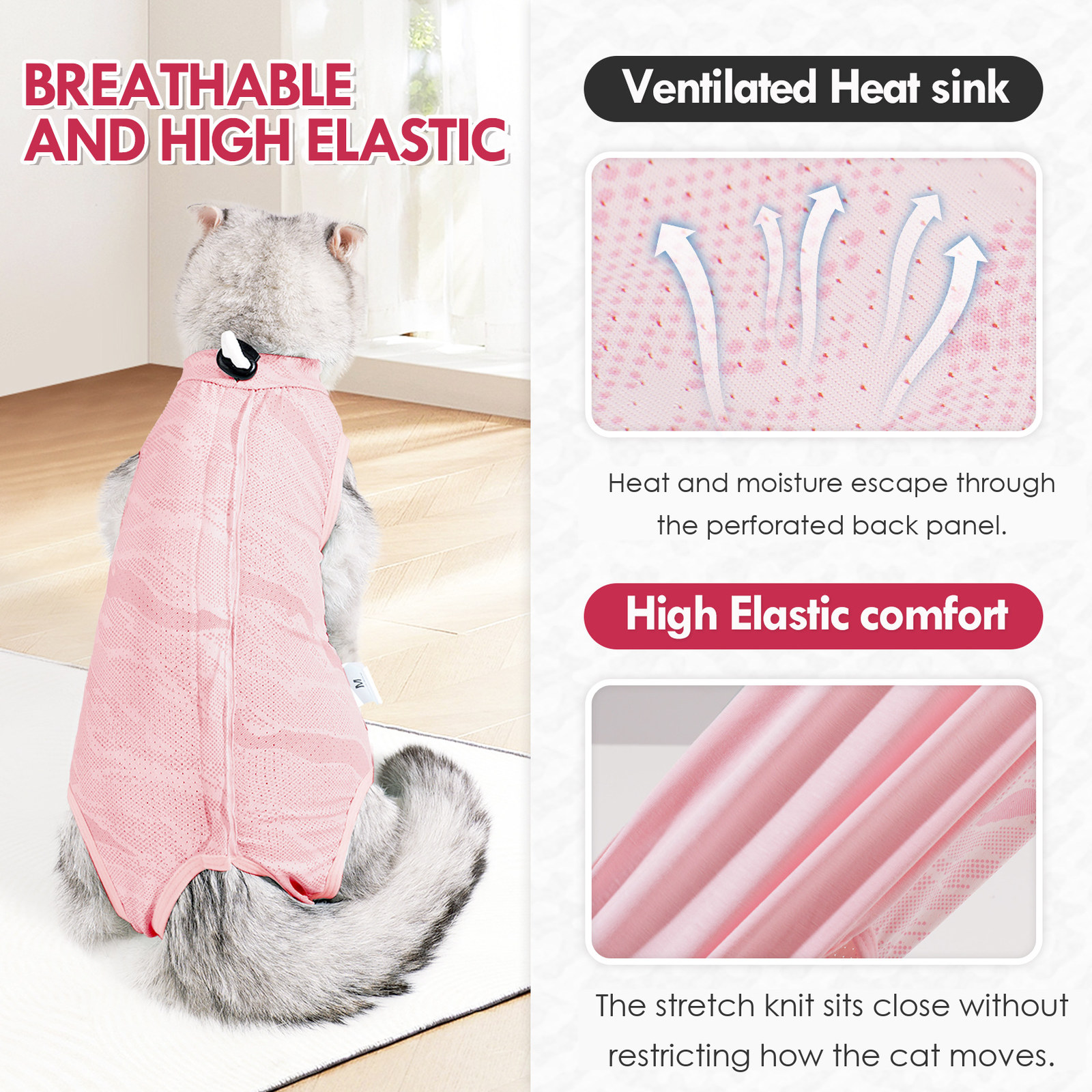 VC43 pink cat recovery suit ventilated back panel