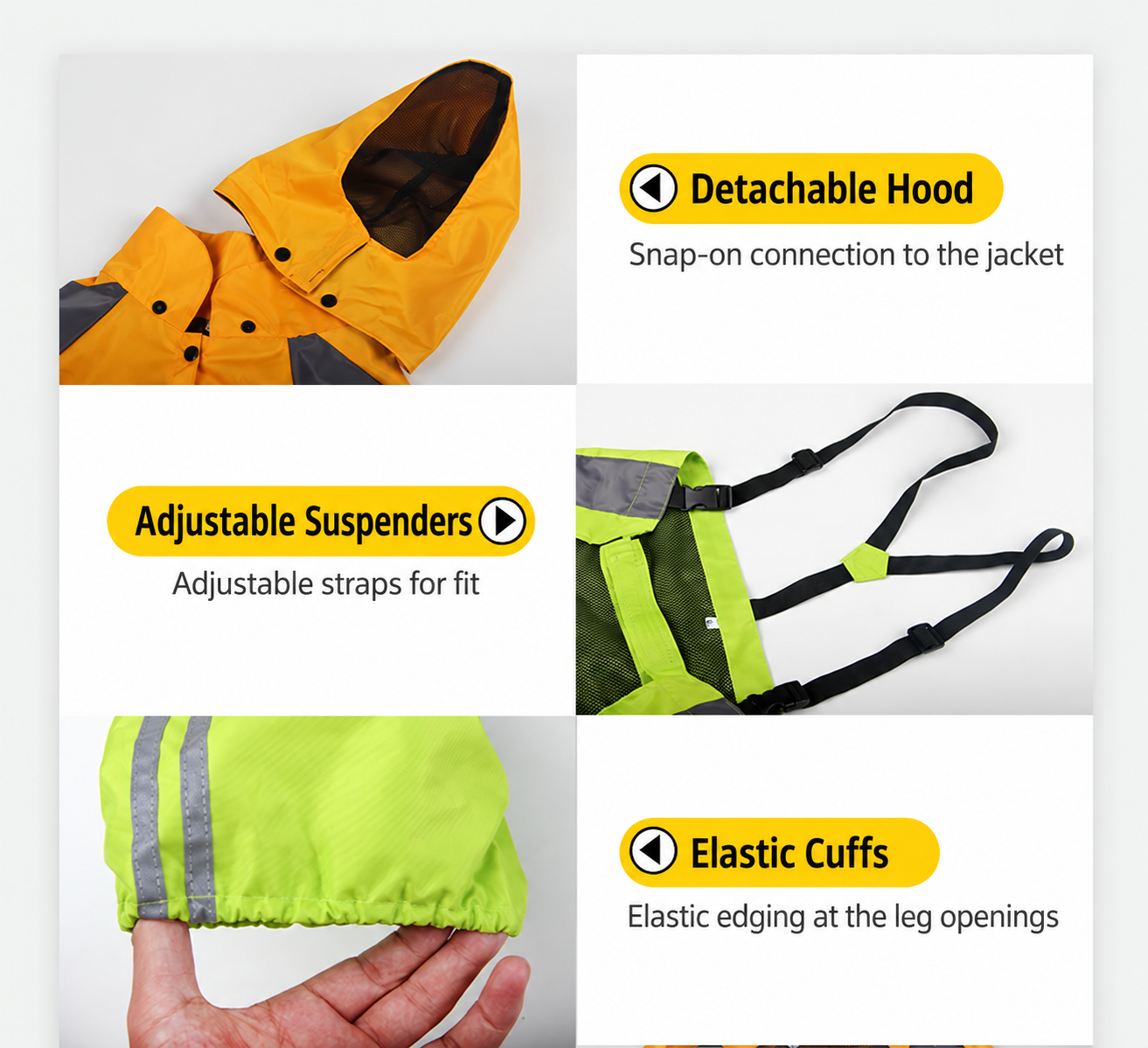 VD04 hood attachment, adjustable straps and cuffs