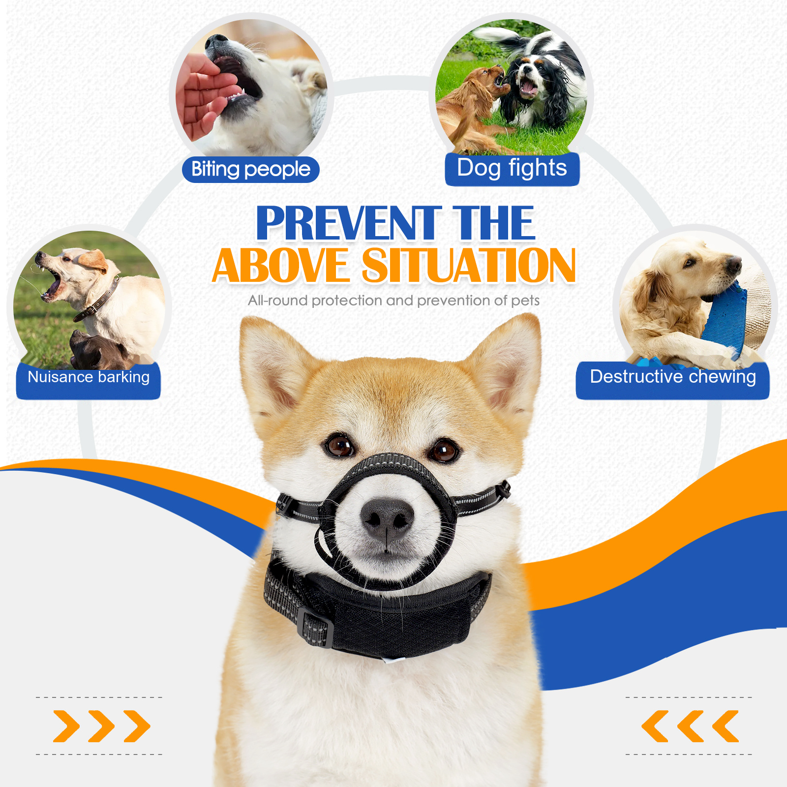 VD116 dog muzzle sold for preventing bites, dog fights, nuisance barking and destructive chewing